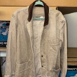 Vintage Beige Jacket with Dark Brown Collar